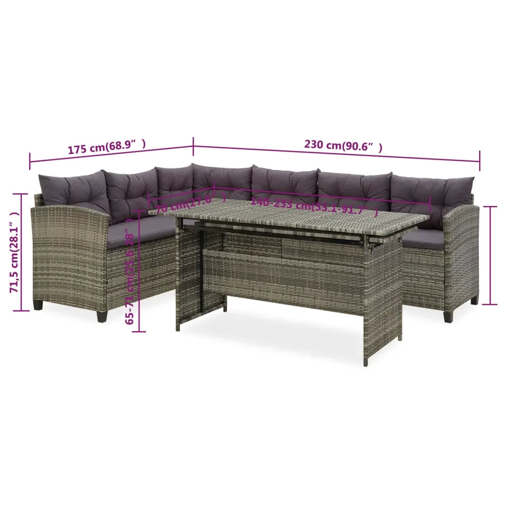 Set Divani da Giardino 2 pz con Cuscini in Polyrattan Grigio 316871