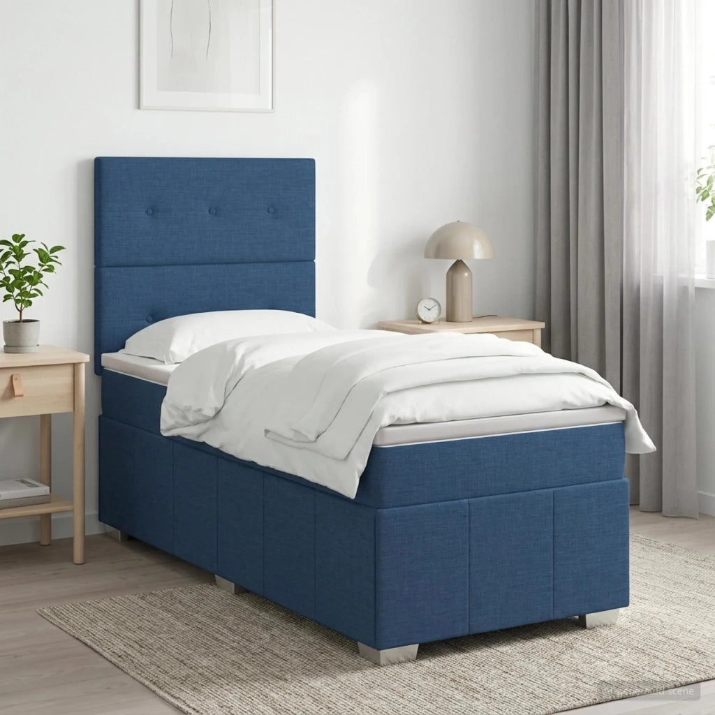 Letto box spring con materasso Blu 100 x 200 cm Tessuto 3454077