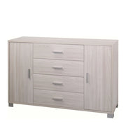 Credenza madia mobile con 2 ante e 4 cassetti 136x41x86H cm in kit di montaggio colore Olmo chiaro