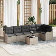 Set Divano da Giardino Grigio chiaro polyrattan