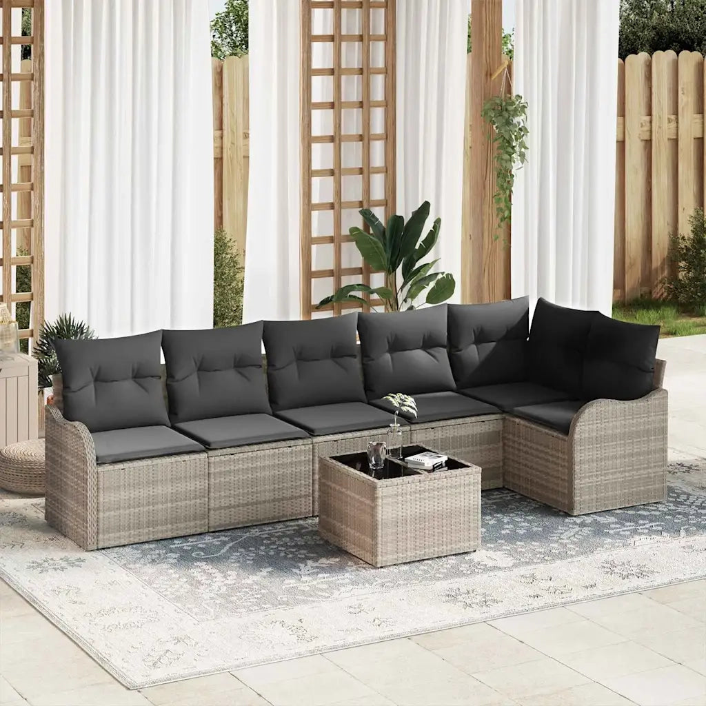 Set Divano da Giardino Grigio chiaro polyrattan