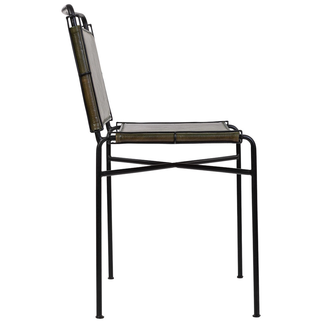 Sedia in metallo e pelle marrone 48x46x89