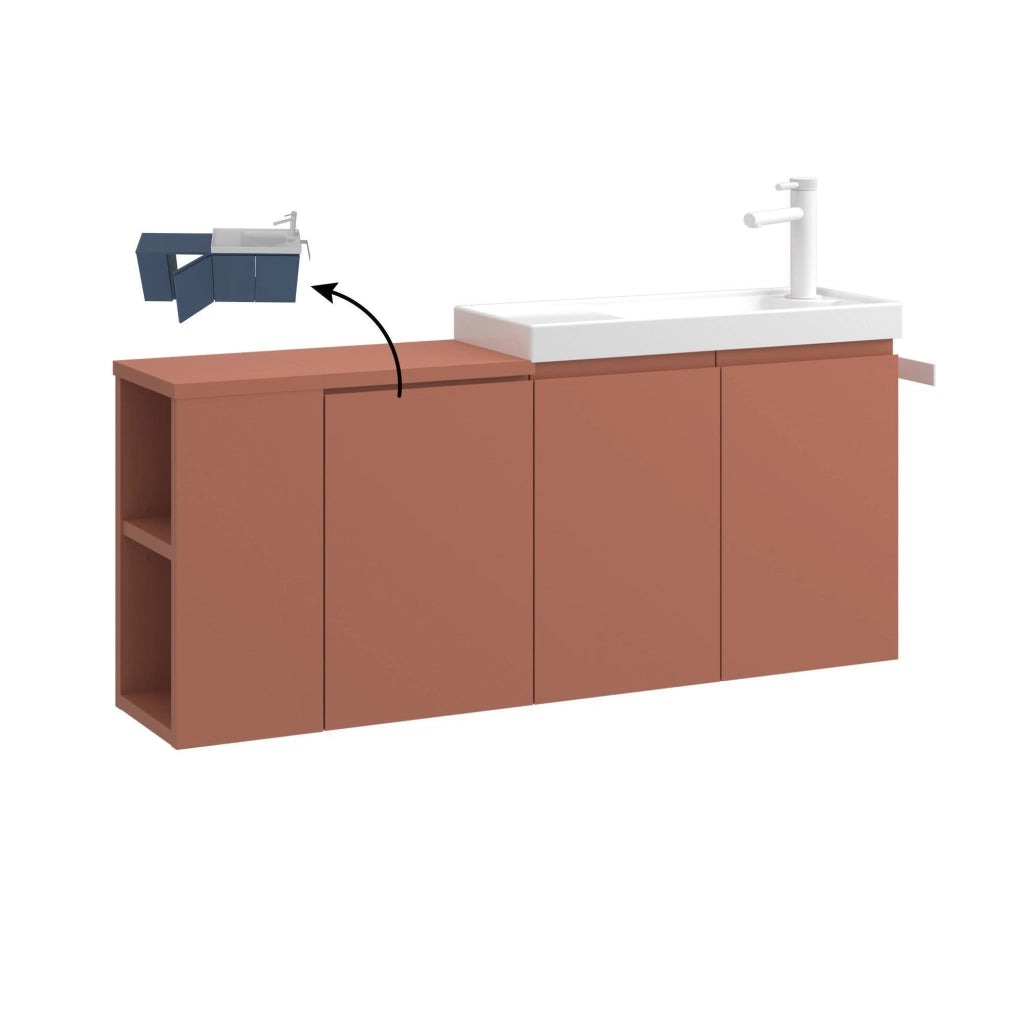 Mobile lavabo "Ferla 110" - 110 x 22 x 45 cm - Cinnamon opaco