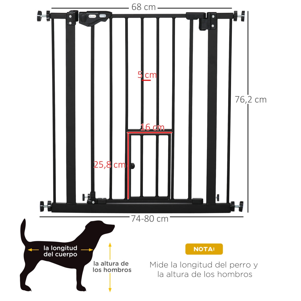 Barriera di sicurezza estensibile con porta ¨C Minimal ¨C 74-80x76.2 cm nero
