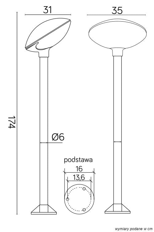 Lampada da giardino a colonna 174cm E27 nera IP55 SU-MA