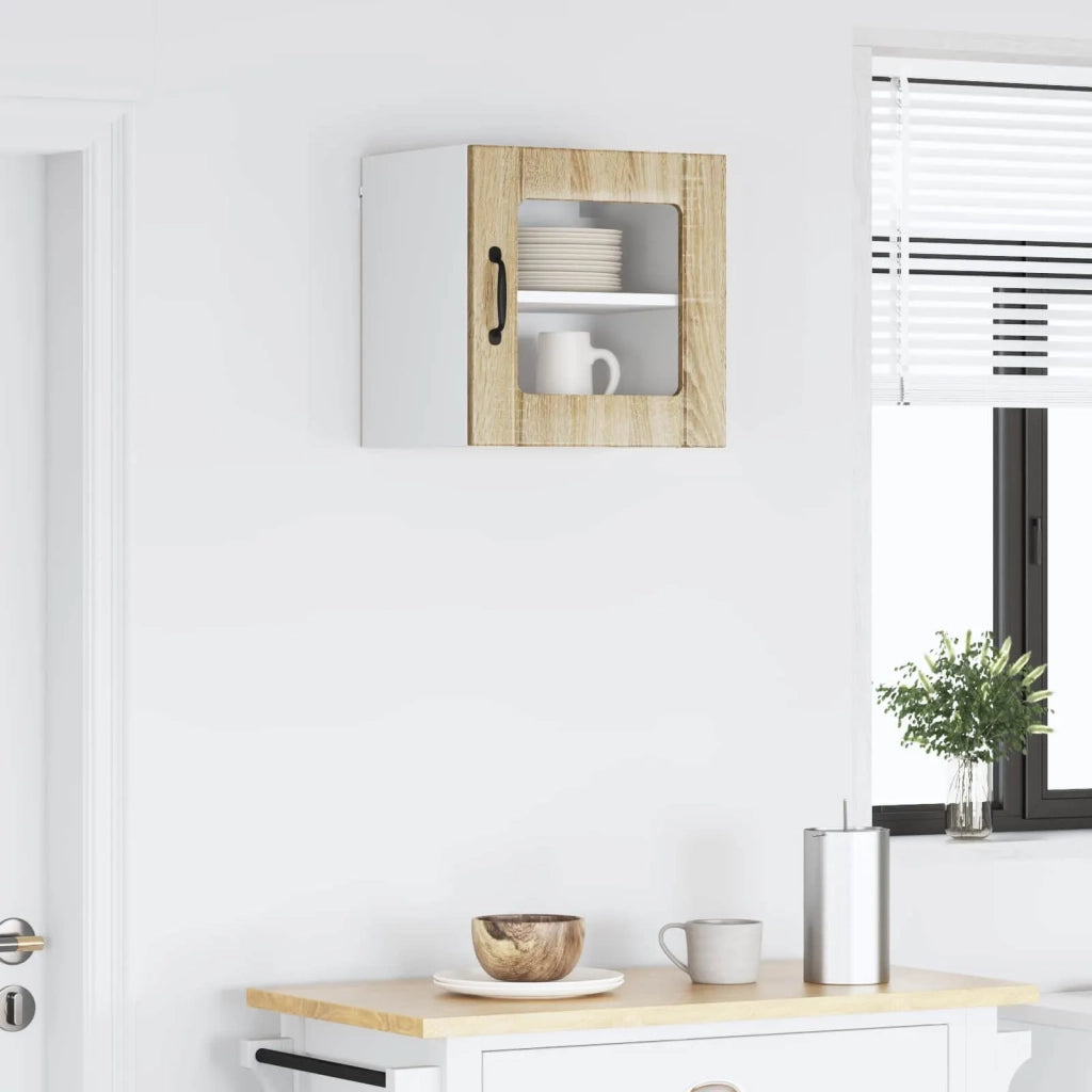 Pensile da cucina | Mobile in vetro da parete LUCCA Rovere Sonoma 40 x 31 x 40 cm