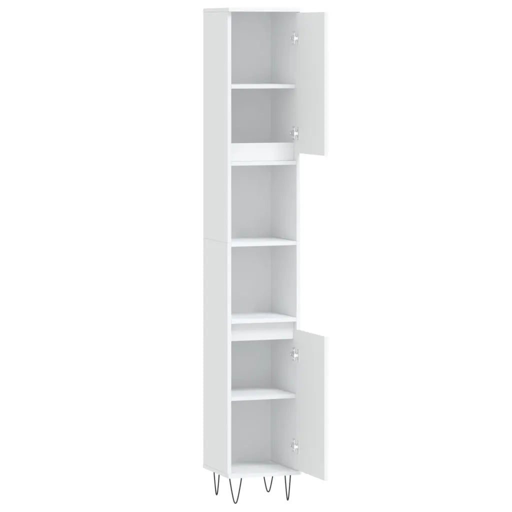 Armadietto da Bagno | Armadio da bagno Bianco 30x30x190 cm in Legno Multistrato