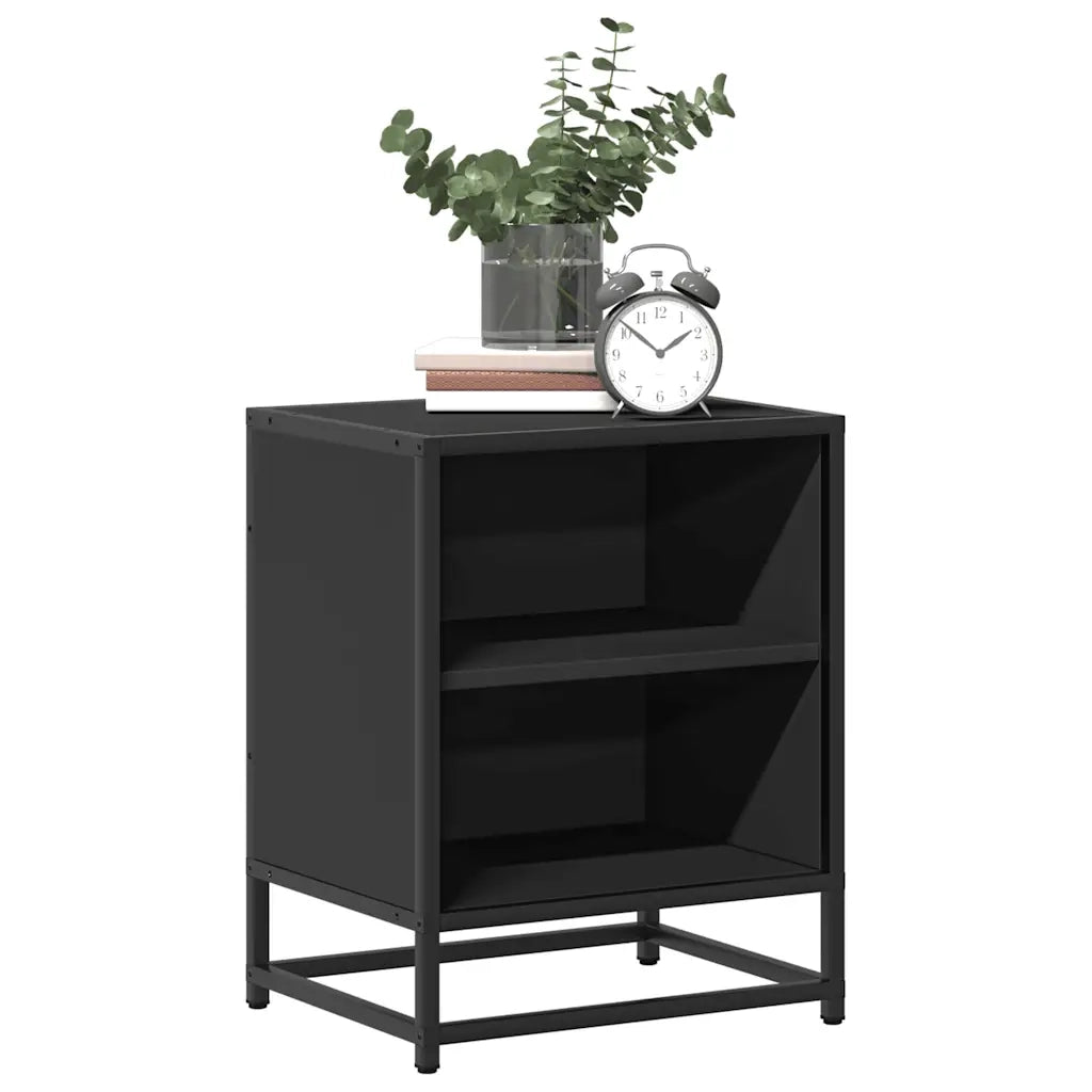 Comodini 2 pz Neri 40x31x50 Legno Multistrato e Metallo 848700