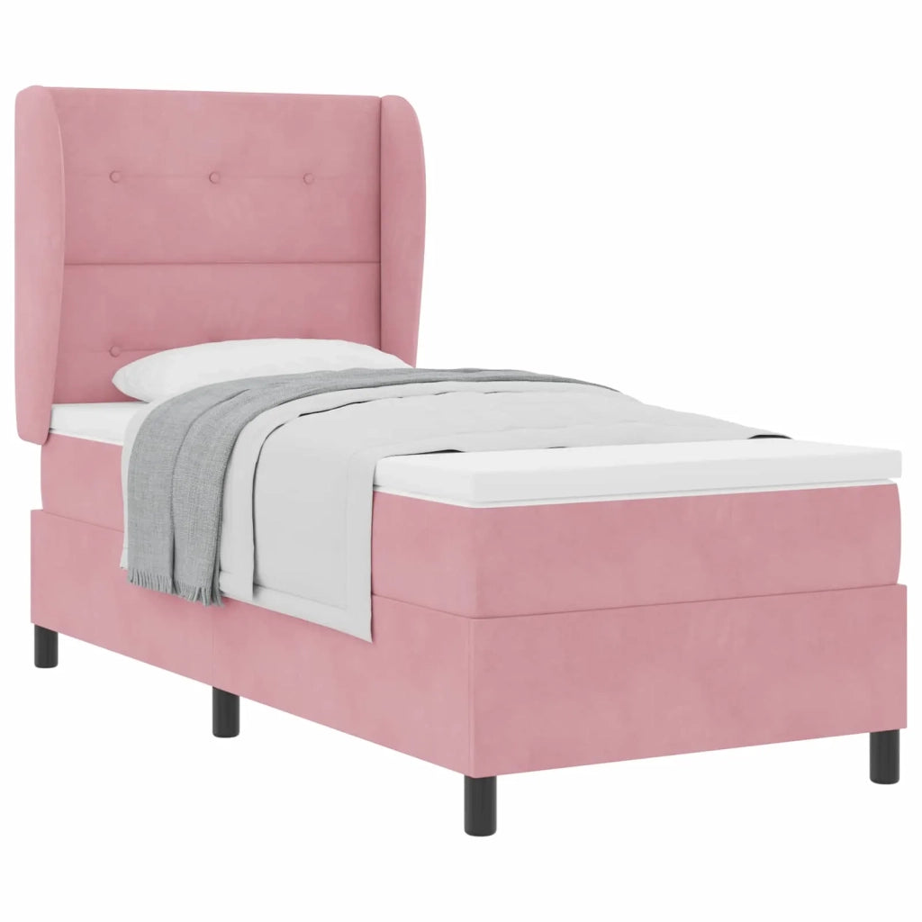 Letto a molle con materasso Rosa 190 x 90 cm Velluto 3340909