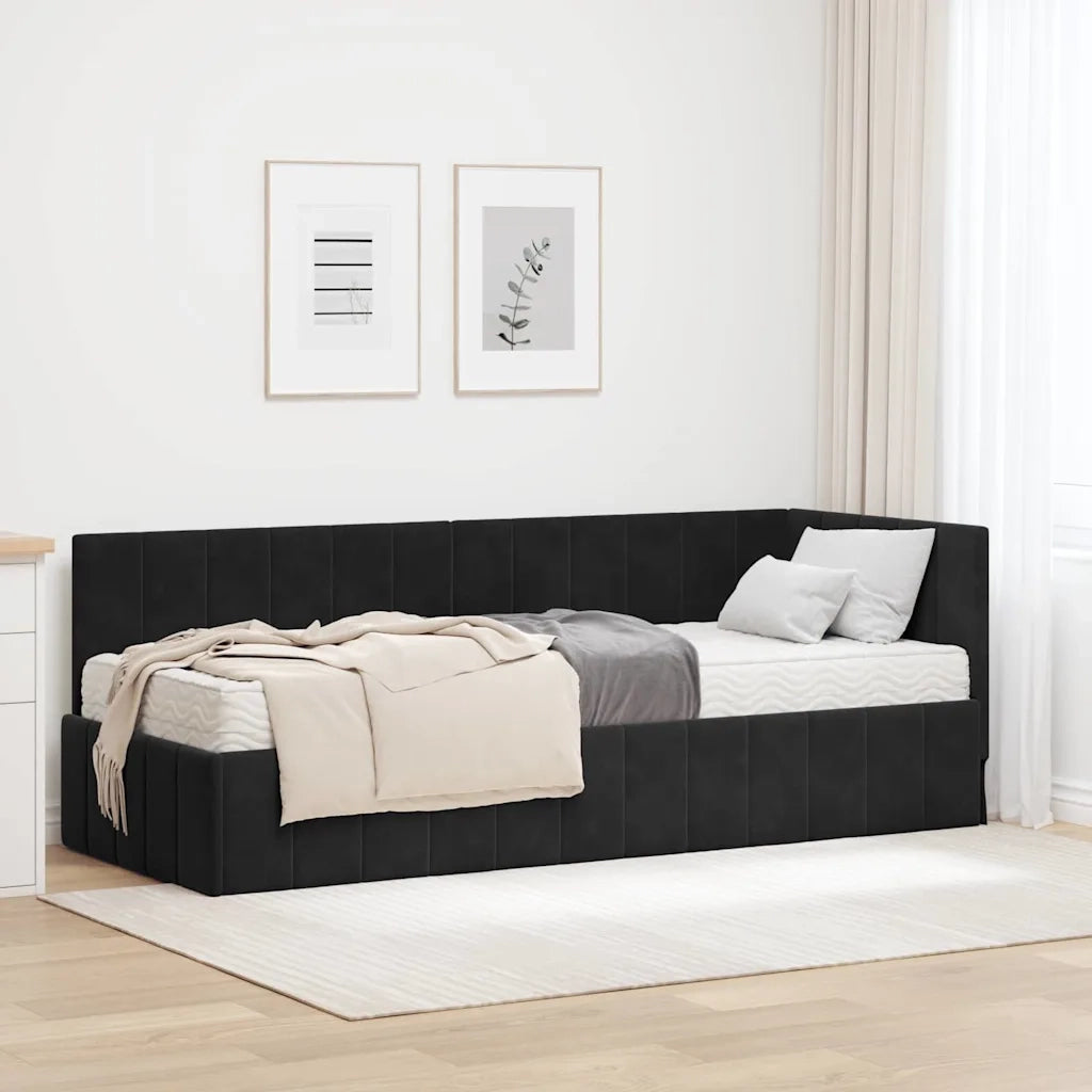 Struttura Letto Angolare con Materasso 2 pcs Nero Velluto 3393843
