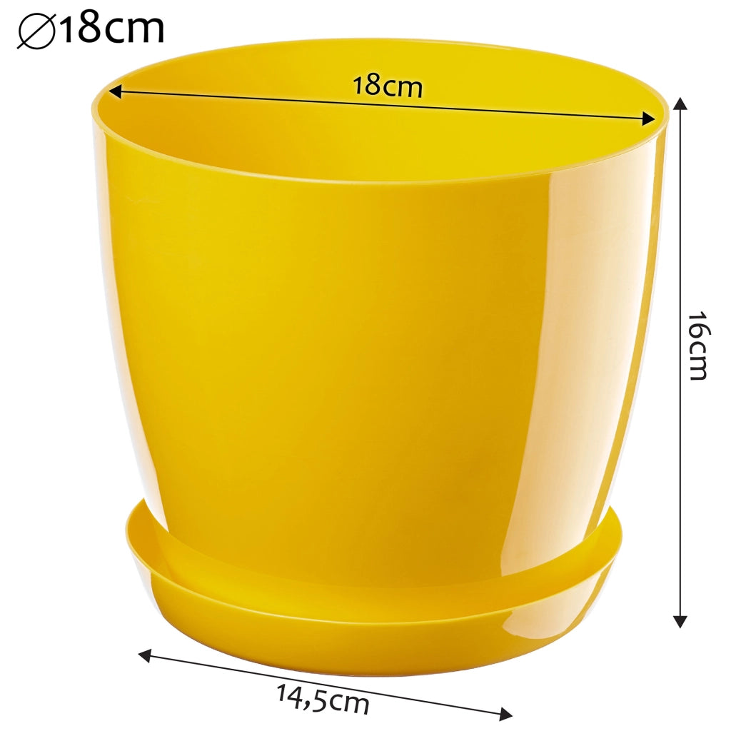 Coprivaso KADAX da 18 cm con sottovaso, in plastica gialla, 3 pezzi