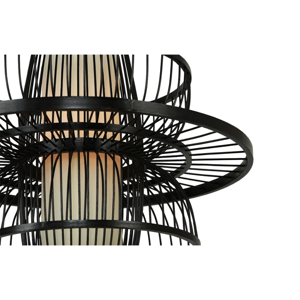Lampada sospesa Japandi rattan nero E27 Astra LightPrestige