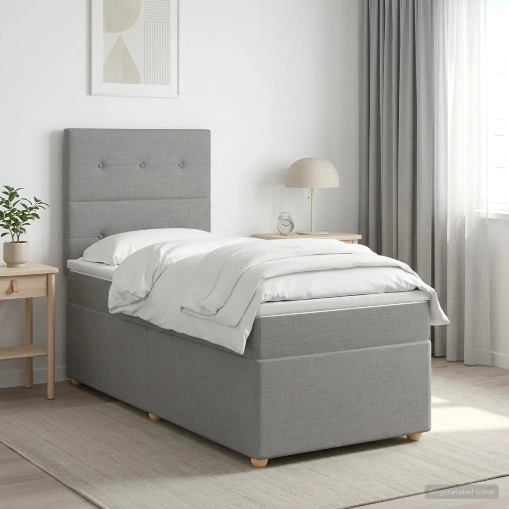 Letto Box Spring LED con Materasso Grigio Chiaro 80 x 200 cm 3455727