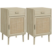 Comodini Camera da Letto ¨C Minimal ¨C Rattan Legno 2 Pezzi