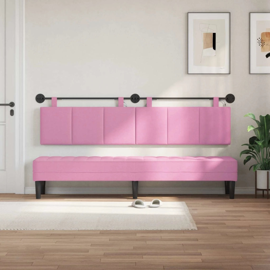Testiera sospesa Con luce LED Rosa Tessuto 3424838
