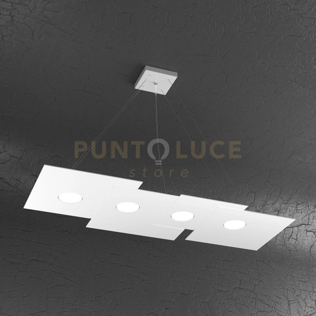 PLATE SOSPENSIONE 4 LUCI RETTANGOLARE BIANCO 1129-S4 R-BI