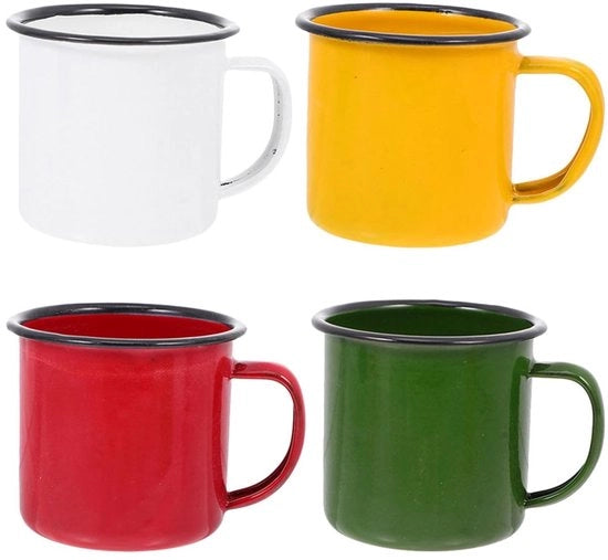 Set di bicchieri per camping 4 pezzi - bicchieri smaltati - imbottiti - per bevande - struttura stabile - adatti per bevande - tazze a moka