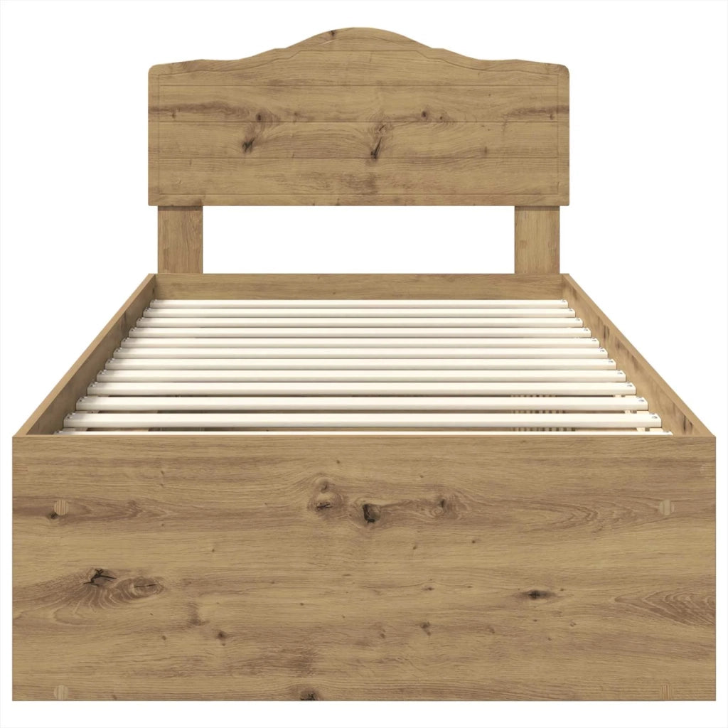 Letto singolo | Letto per adulti | Struttura del letto con testiera Rovere Artigianale 90 x 190 cm