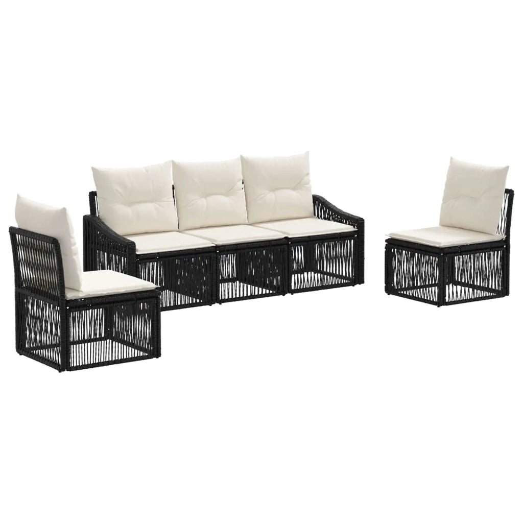 Set Divano da Giardino 5 pz Nero polyrattan 3435961