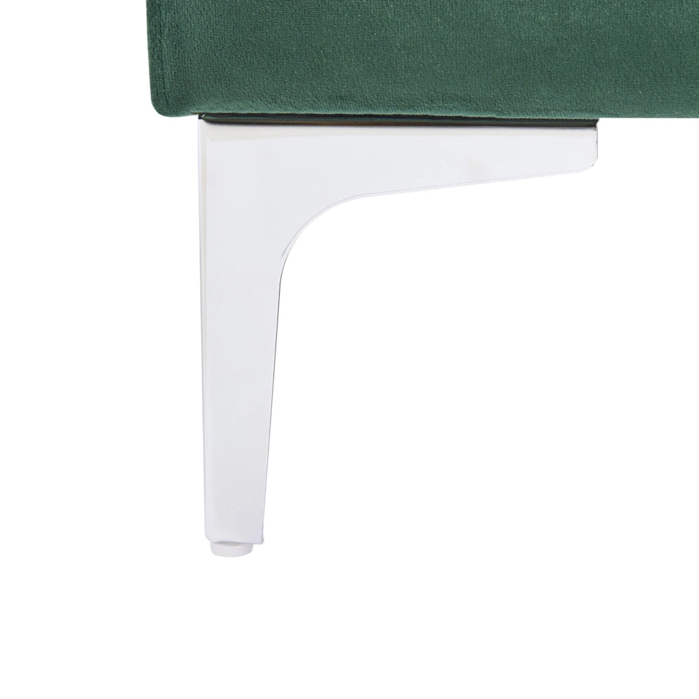 Modulo divano a 1 posto in velluto verde Gambe in metallo argento Stile glamour