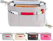 Organizzatore di Tas per Mano con Borse Interne in Nylon, con Appoggio per Chiavi, Grigio, Dimensioni Extra Grande