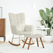 Sedia a dondolo con sgabello in velluto crema CFW3096633