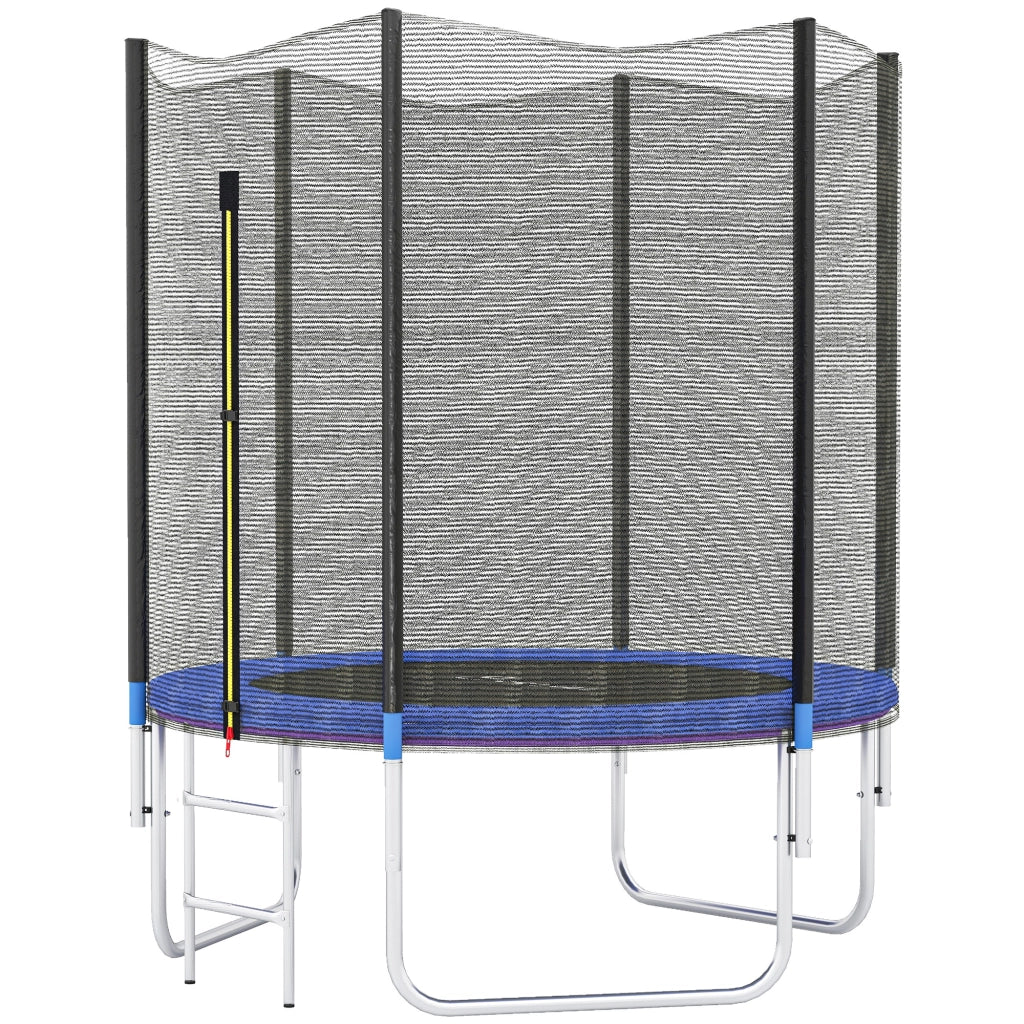Trampolino da Giardino con Rete di Sicurezza e Scaletta ¨C zephmum ¨C Blu, Acciaio e Plastica, ?180x200 cm