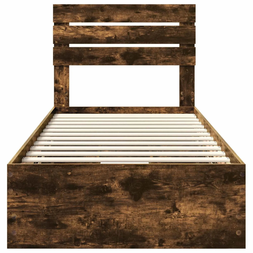 Letto singolo | Letto per adulti | Struttura del letto con cassetto Rovere fum¨¦ 100 x 200 cm