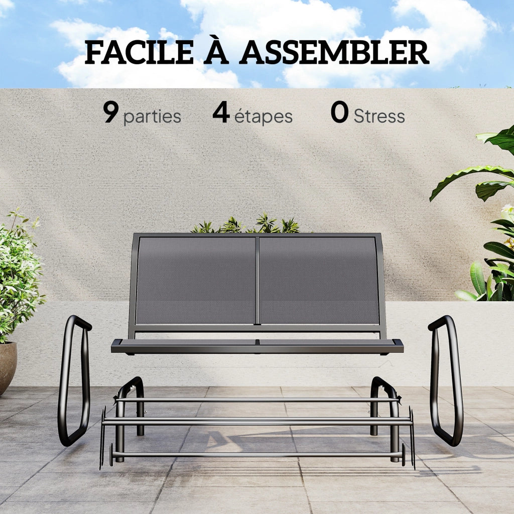Divano da Giardino 2 Posti con Braccioli ¨C Minimal ¨C Tessilene Grigio
