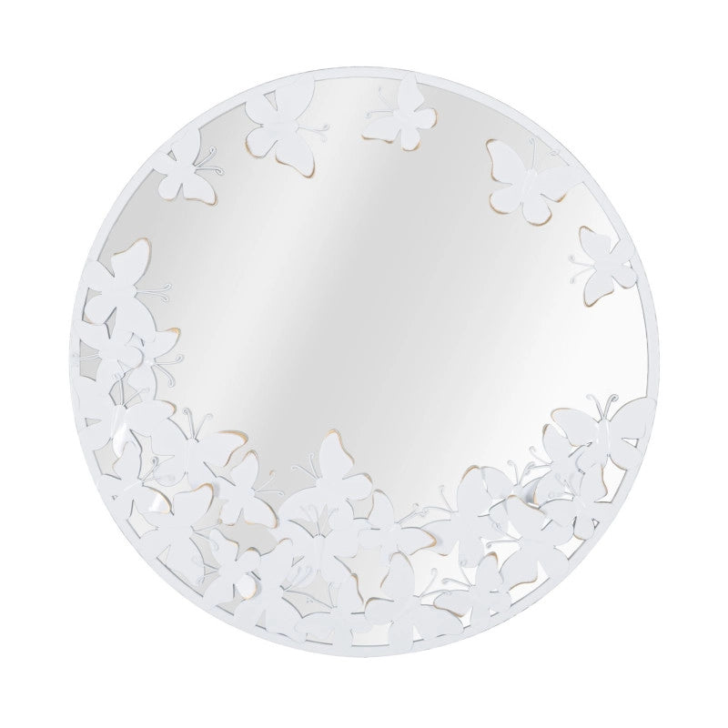 Specchio Rotondo White Butterfly cm 62,5x2,3