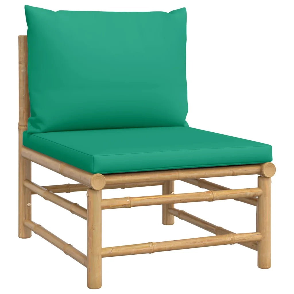 Set Salotto da Giardino 3pz | Set di Mobili da Esterno con Cuscini Verdi Bamb¨´