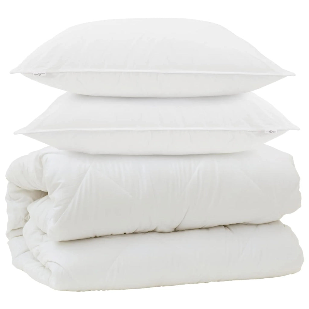 Piumone | Duvet con Cuscini con cuscino 3 pz Bianco Microfibra