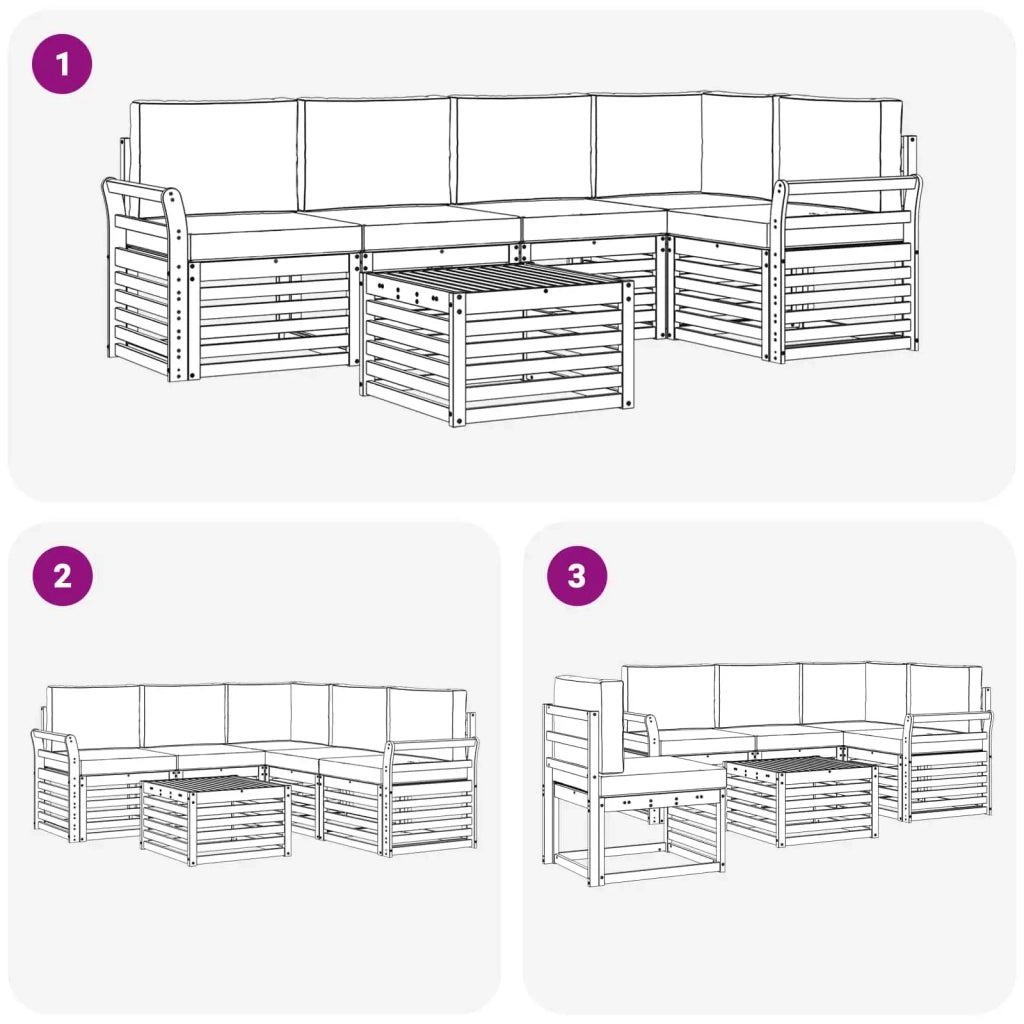 Set di divani da esterno 6 pcs Bianco e Antracite 3391877