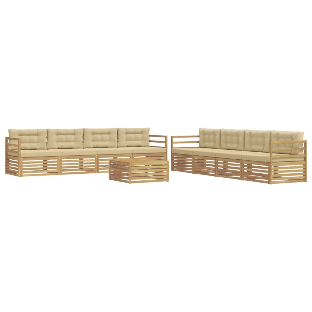 Set di divani da esterno 9 pz Bianco e Beige Poliestere 3390228