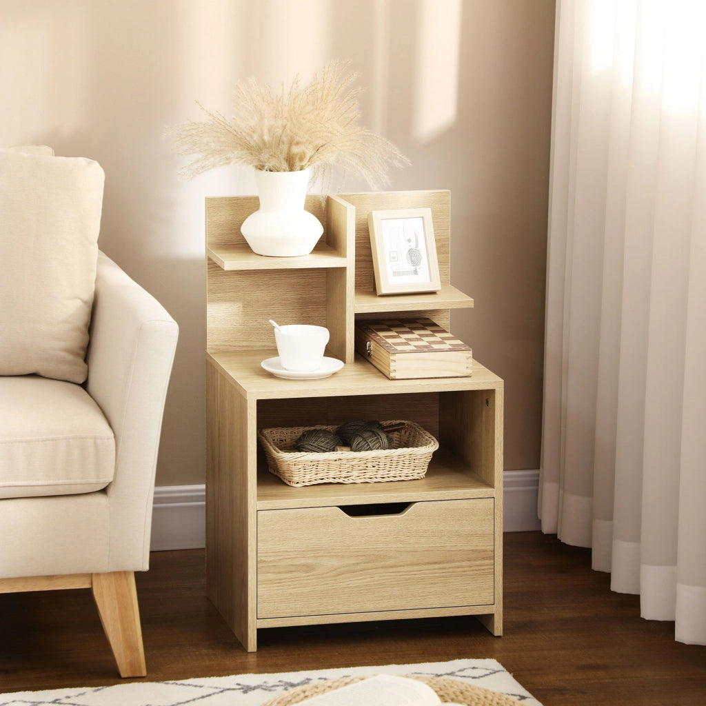 Comodino con Cassetto e Ripiani Aperti ¨C Minimal ¨C 45x35x73 cm
