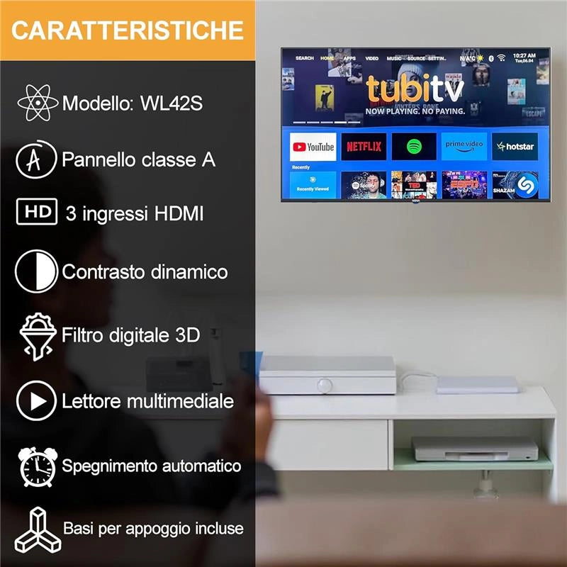 NOVA SMART TV PANEL CLASS A 43 Q-LED CON BLUETOOTH ANDROID 14 USB SUPPORT
