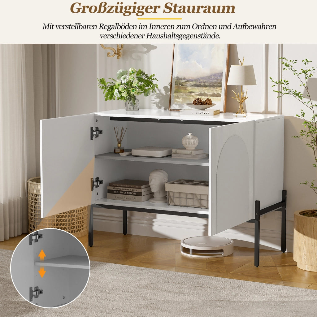 SIDEBOARD a 2 ante 100x40x75 cm in pannello di legno bianco