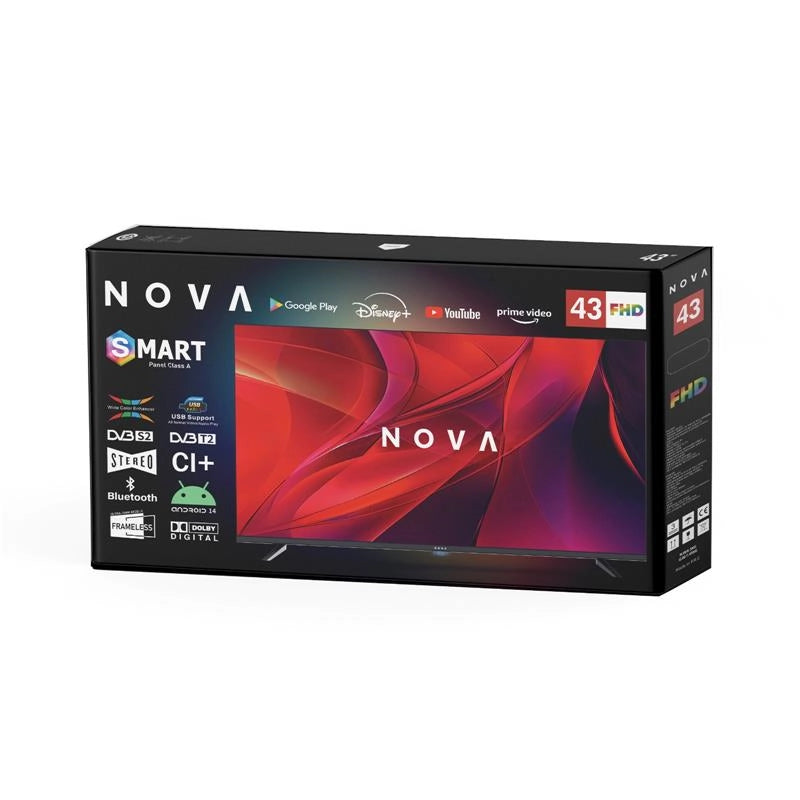 NOVA SMART TV PANEL CLASS A 43 Q-LED CON BLUETOOTH ANDROID 14 USB SUPPORT