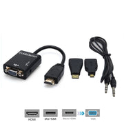 Trade Shop - Adattatore Convertitore Hdmi A Vga 3 In 1 Con Audio A Mini Micro Cavo Hdmi -