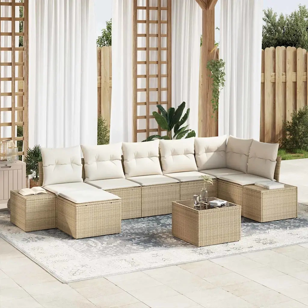 Set Divano da Giardino con cuscino 7 pcs Beige polyrattan 3355830