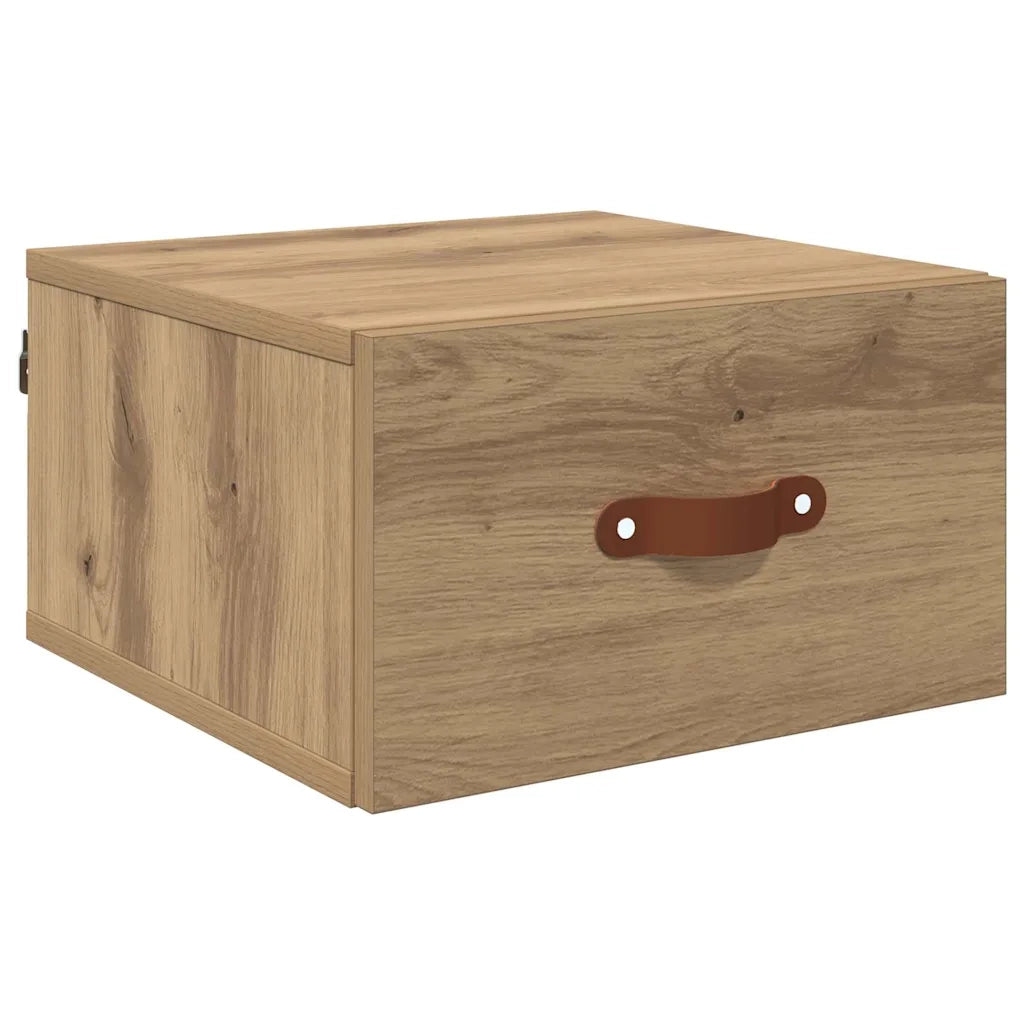 Mobiletto da comodino a parete Rovere artigianale 882336