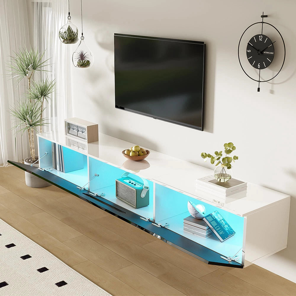 Mobile TV bicolore - Xylo - 180cm lucido LED RGB fissaggio a muro