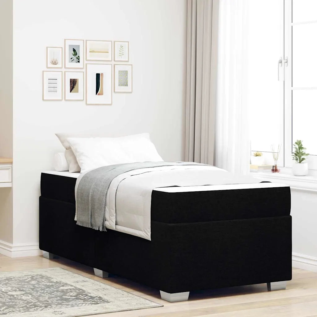 Struttura del letto con materasso Nero 90 x 190 cm Tessuto