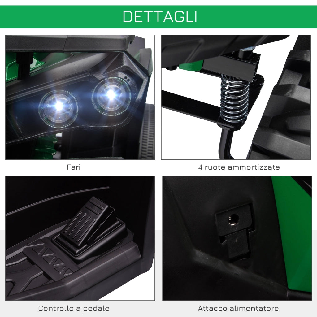 Auto Bambini Elettrica 12V con Fari e Batteria ¨C zephmum ¨C Verde 100x65x73