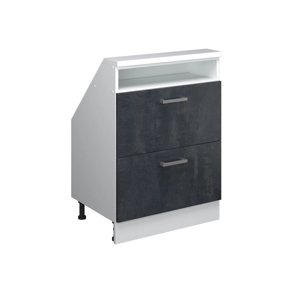 Mobile sottotetto Rion Calce nera/Bianco con 2 cassetti Vicco