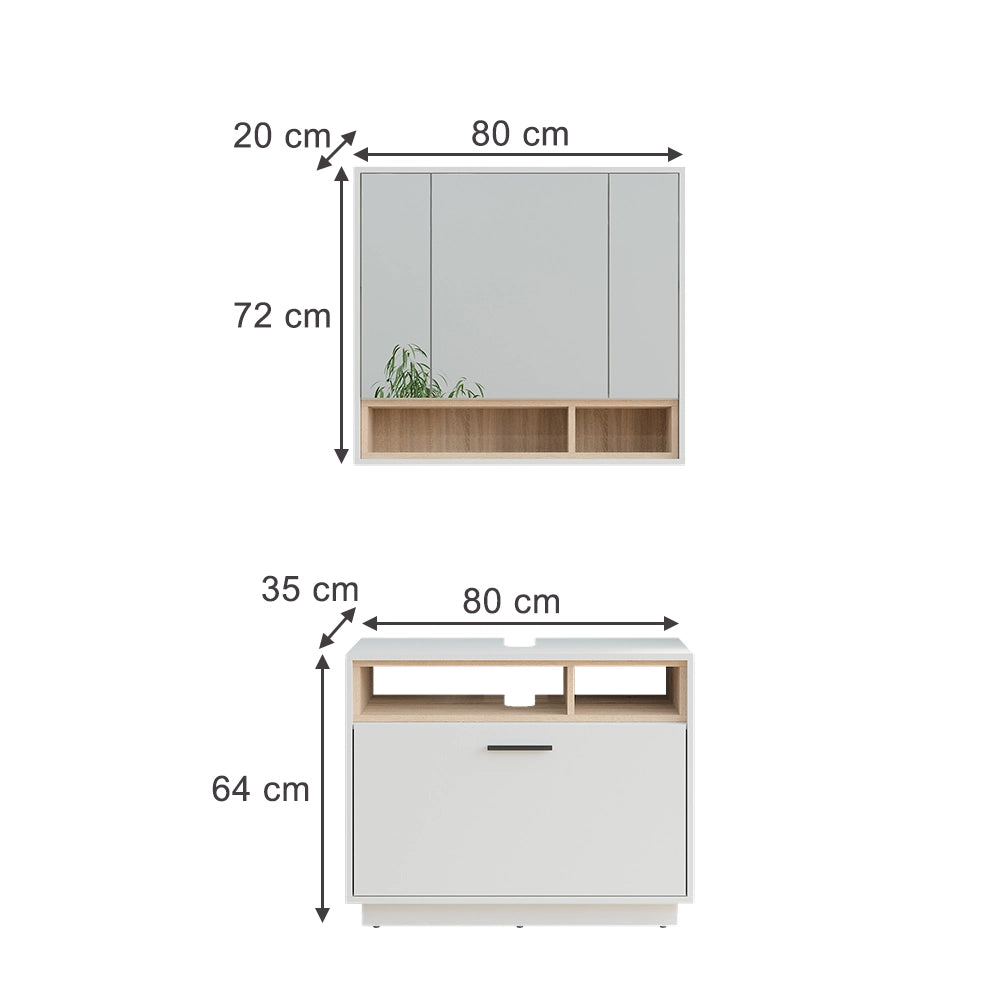 Vicco Set di mobili da bagno Bianco/Sonoma 2 parti