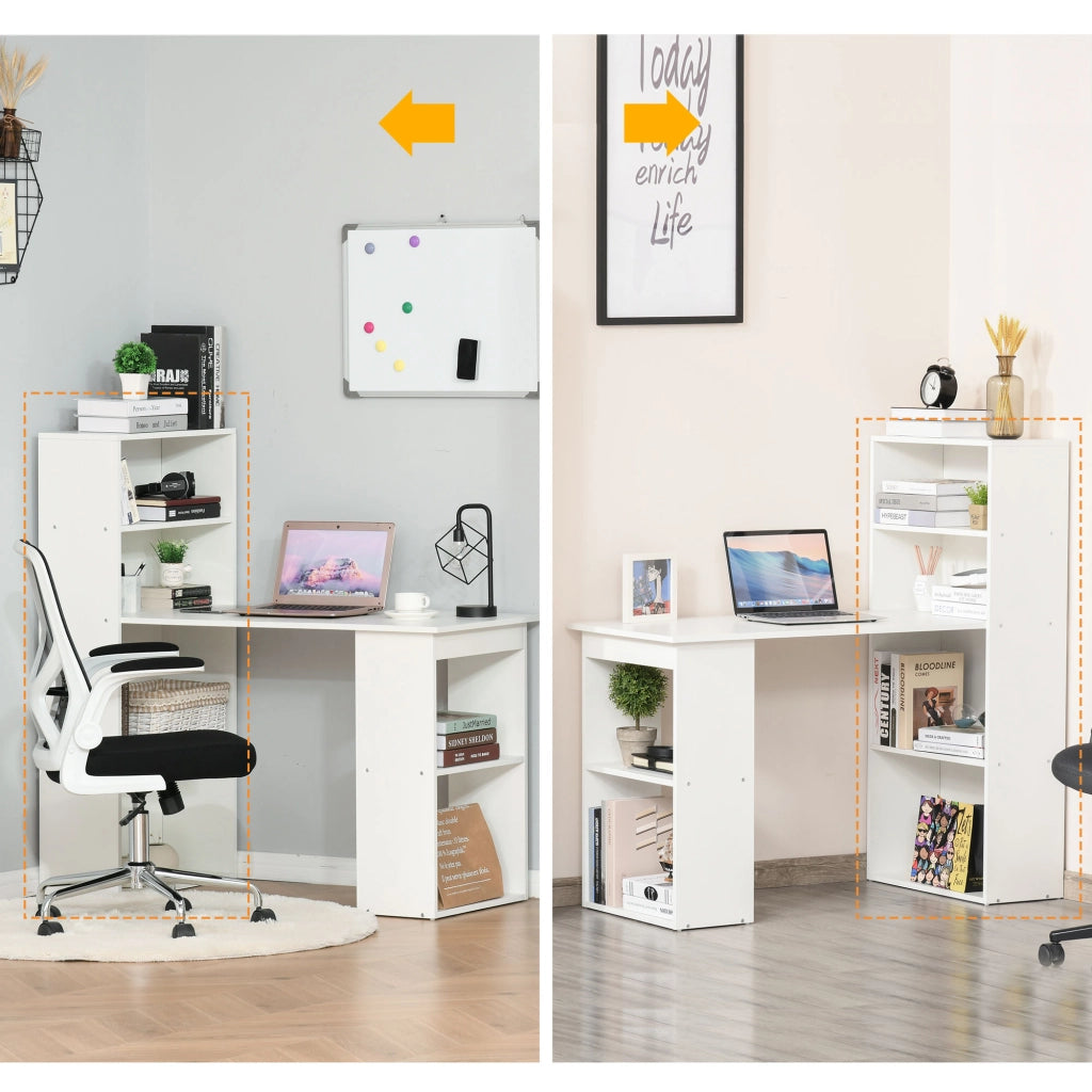 Scrivania Computer con Libreria ¨C Minimal ¨C Bianco 120x55x120 cm