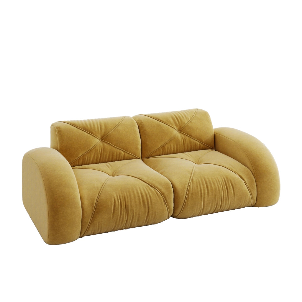 Divano modulare con cuscini a molle - Zephmum- Design ergonomico, struttura modulare, non assemblabile, giallo