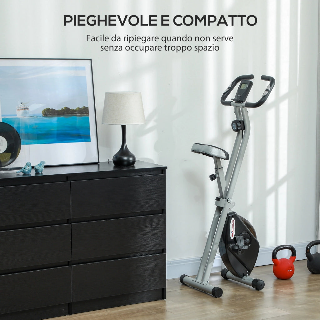 Cyclette Pieghevole Magnetica 8 Livelli Display LCD ¨C Zephmum ¨C Grigio e Nero