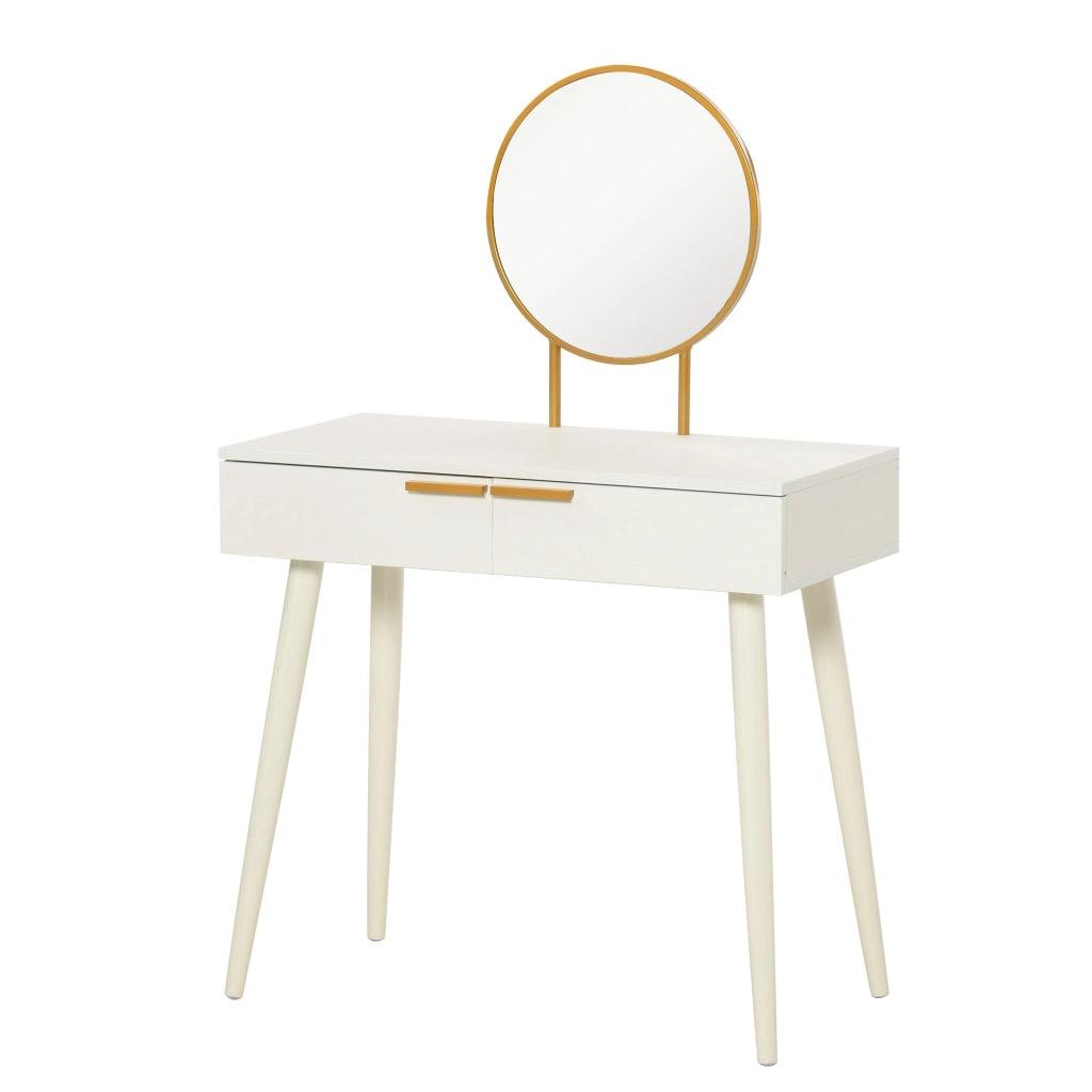 Consolle Trucco con Specchio e 2 Cassetti 80x40x123 cm in Legno Bianco